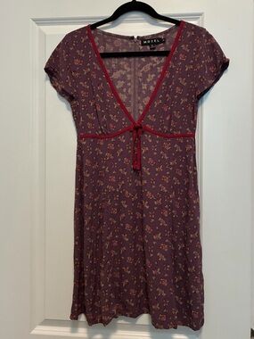 Motel  Purple Floral Tie-Front Mini Dress